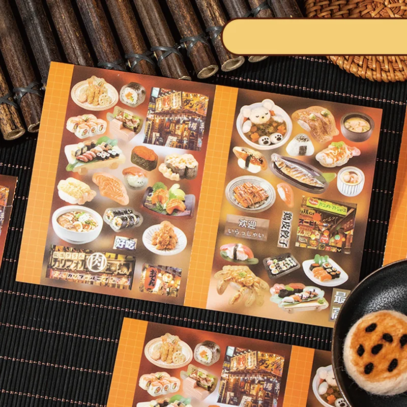 Sticker Pack 4sheets/bag Korean Kawaii Food Stickers Scrapbooking Stationery DIY Handbook Mobile Phone Case Notebook Decoration