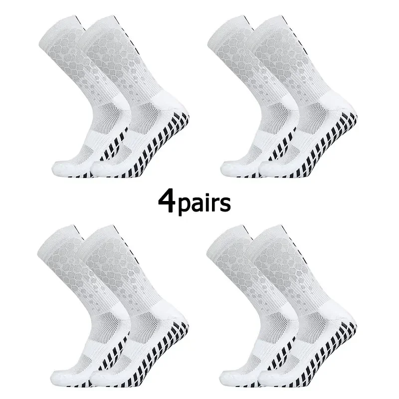 4 Pairs of Non Slip Honeycomb Patterned Sports Football Socks with Non Slip Silicone, Football Socks Sports Entertainment