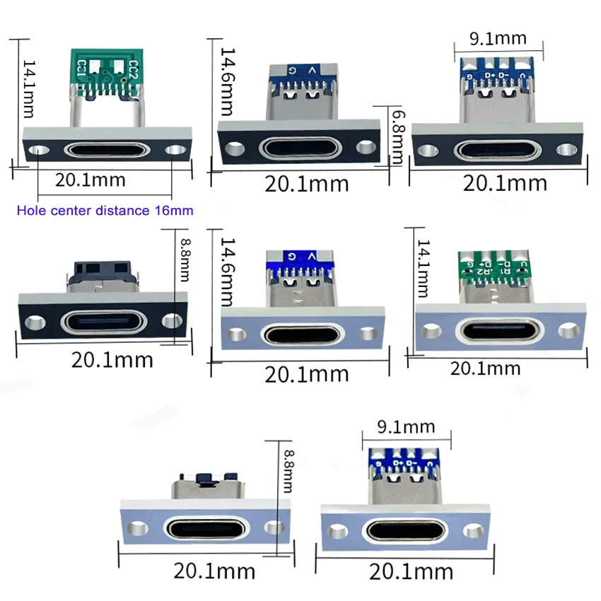 1-10szt Gniazdo USB 3.1 typu C ze śrubą mocującą typu C USB Jack 3.1 typu C 2Pin 4Pin 5Pin 6Pin Złącze żeńskie Jack