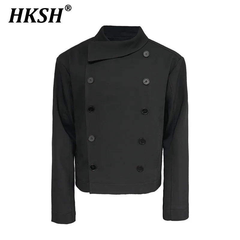 HKSH Autumn New Large Diagonal Collar Double Breasted Placket Design Fits Snugly Jacket China-Chic Streetwear Punk Blazer HK2995