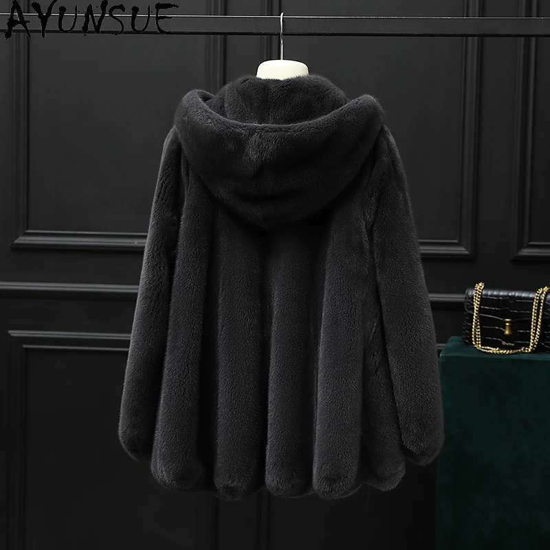 

AYUNSUE Natural Mink Fur Jacket Woman Hooded Luxury Whole Mink Fur Jacket for Woman Clothes High Quality 2025 New Abrigo Mujer