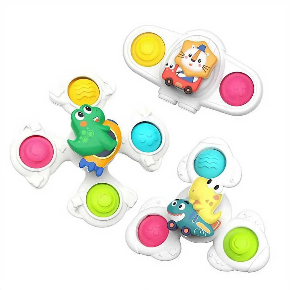 3Pcs Baby Sucker Fidget Spinning Toys Dining Table Bathroom Window Travel Fun Spinner Toy Infant Sensory Stress Reliever Gift