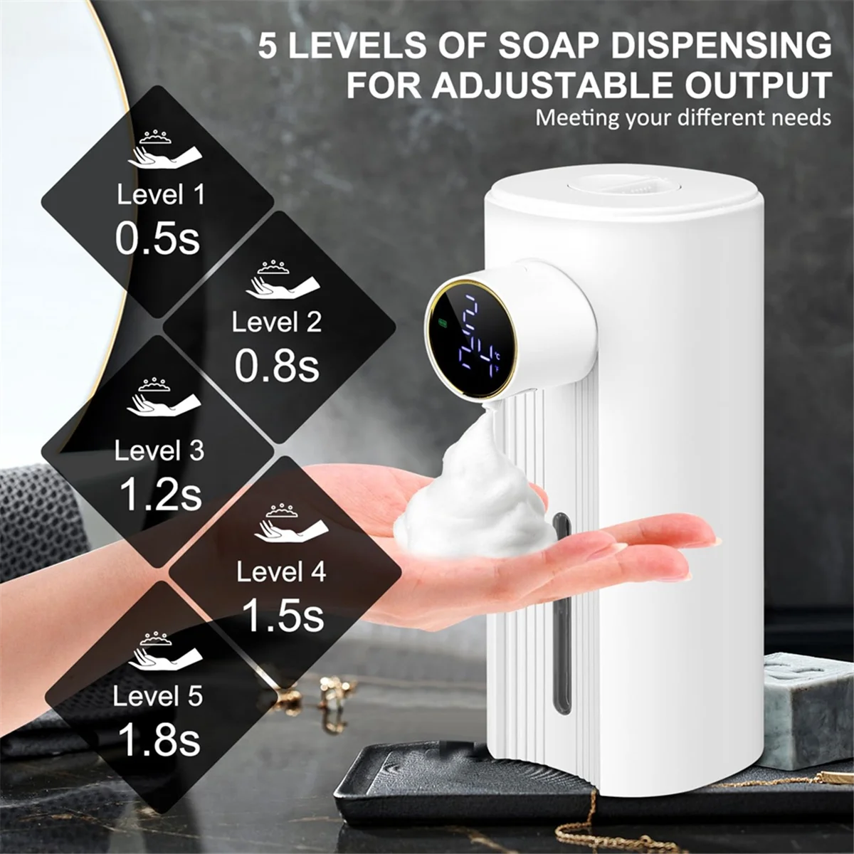 Automatic Soap Dispenser Foaming Touchless Auto Dish Soap Dispenser Hands Free Soap Dispenser Smart Electric Recharge,A