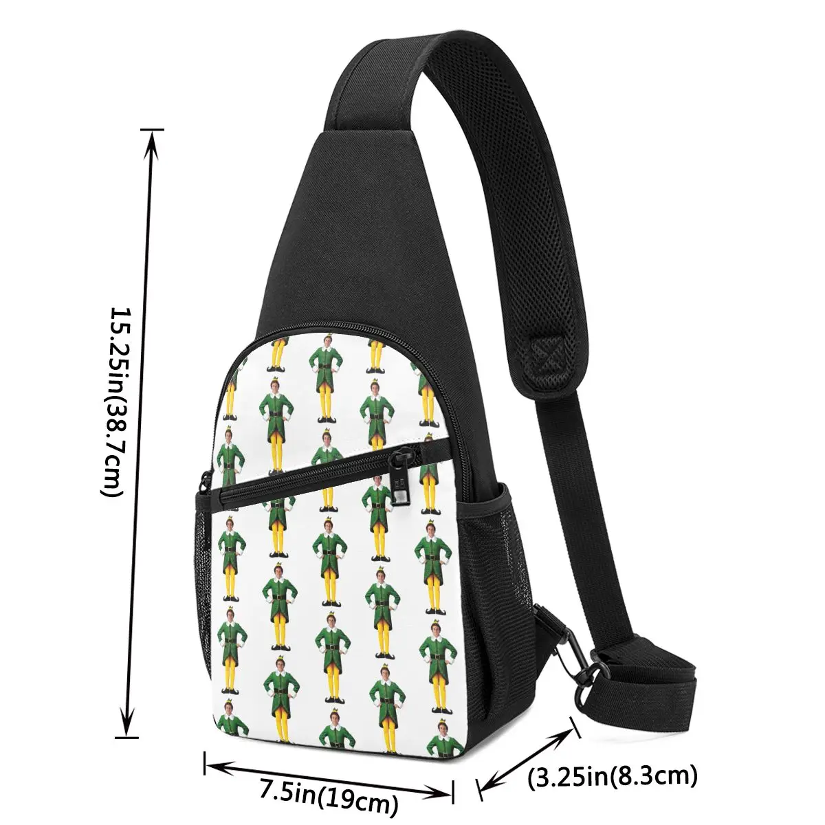 Buddy The Elf, Christmas Movie Arms Akimbo Will Ferrell Chest Bag Men Sling Crossbody Backpack Chest Bag Daypack Shoulder Bag