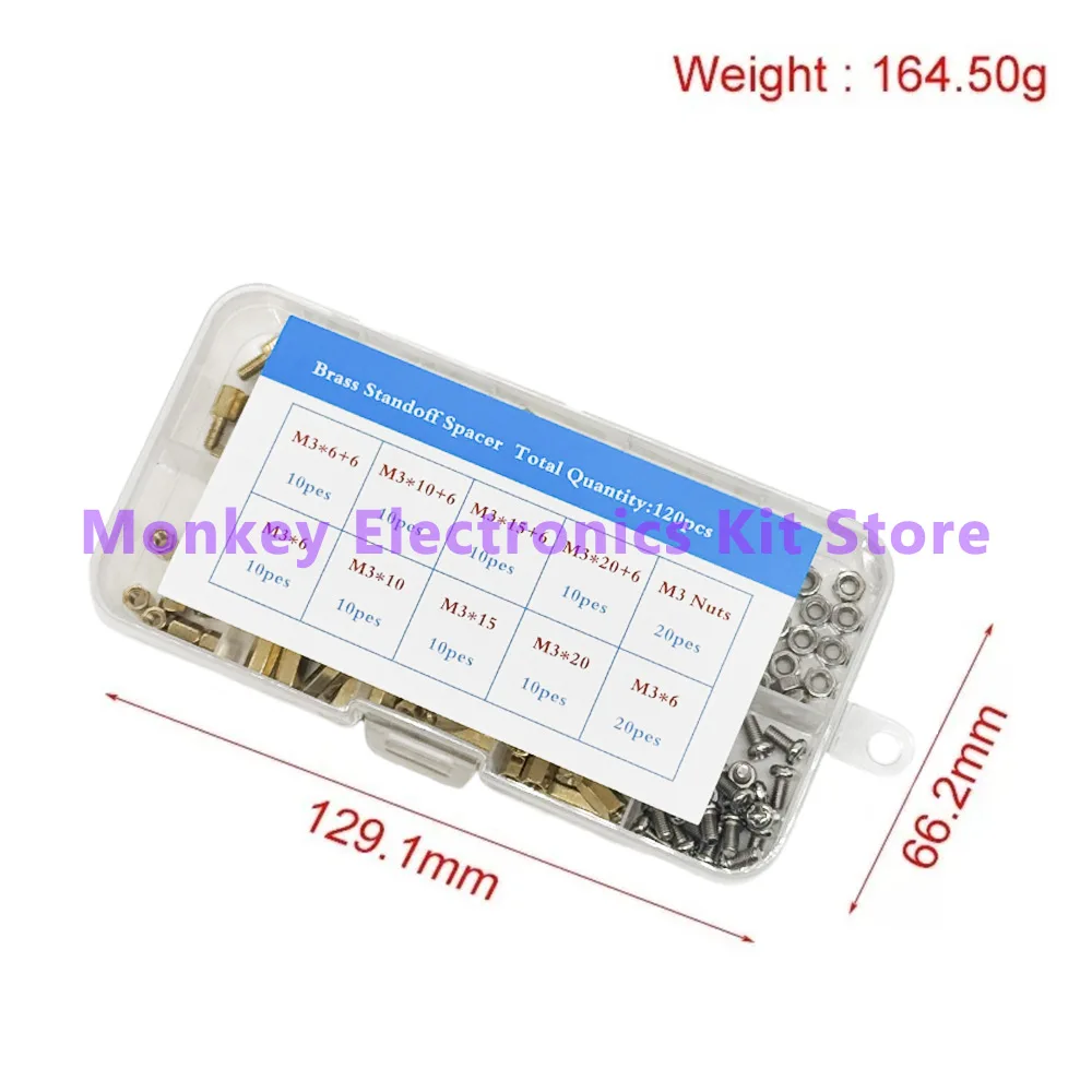 120 قطعة M3 ذكر وأنثى النحاس المواجهة دعم فاصل عمود عرافة العمود M3 المسمار الجوز لمجموعة لوحة دارات مطبوعة
