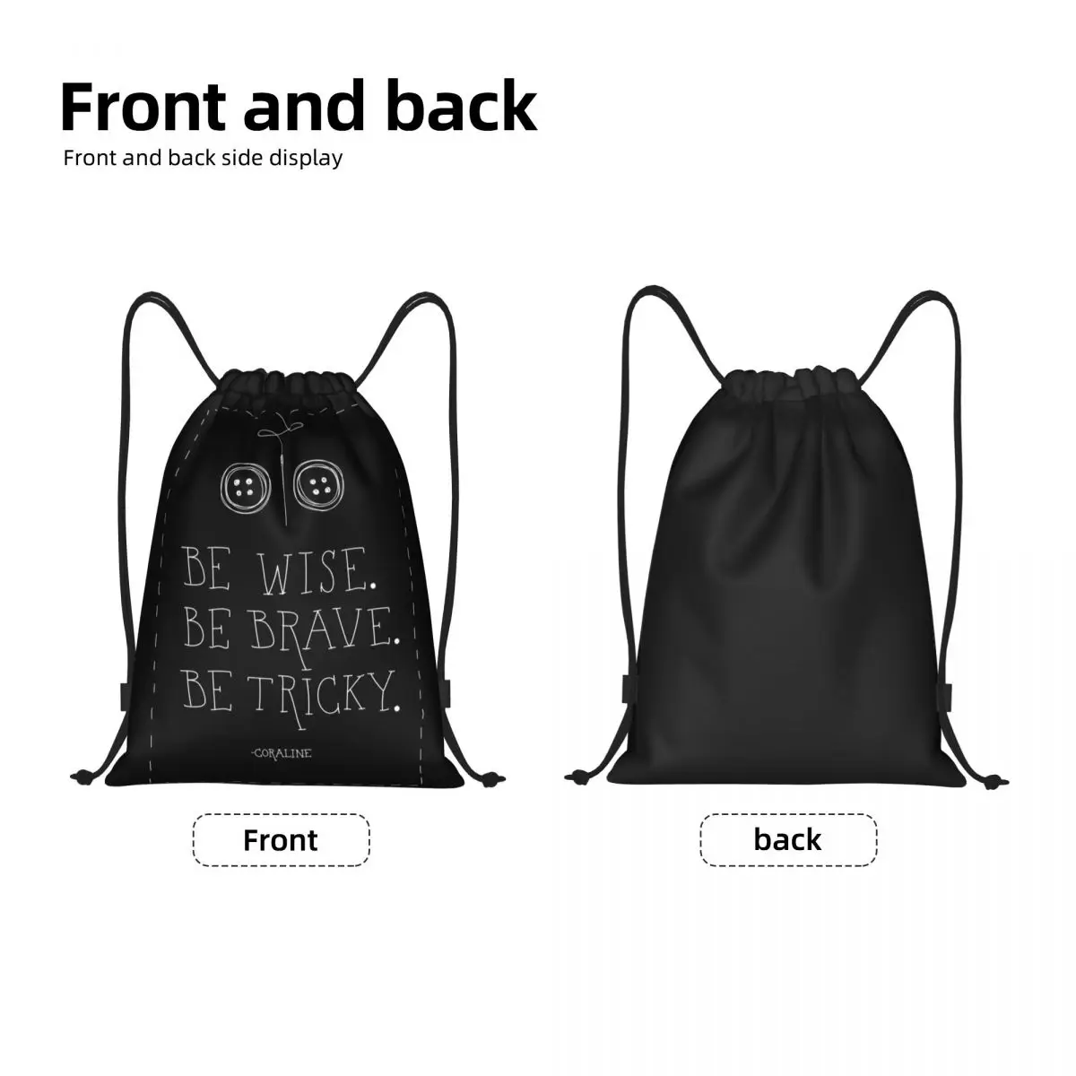 Custom Coralines borsa con coulisse donna uomo sport portatile palestra Sackpack Halloween Horror Movie Shopping Storage zaini