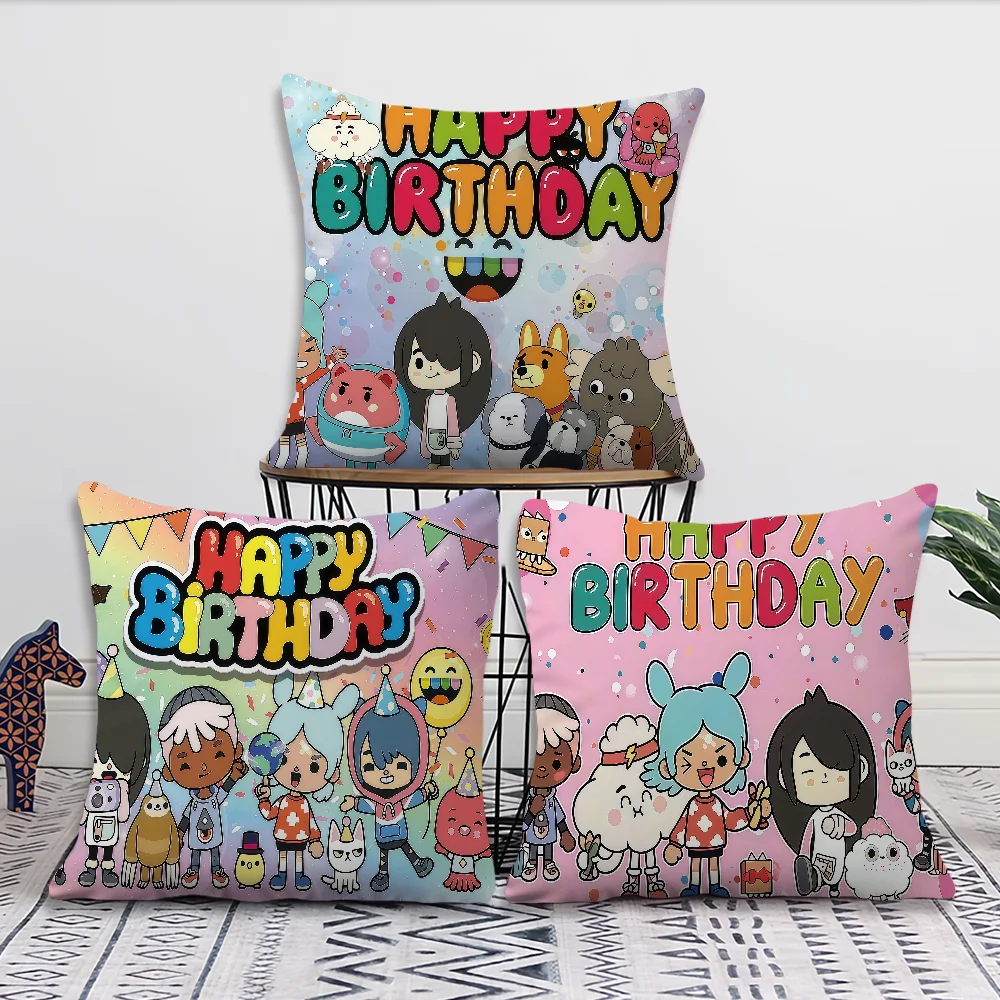 T-Toca B-Boca L-Life W-WorldS Birthday Party Cushion Cover For Pillow Printing Sofa Decoration Home Car Office Nordic Simplicity