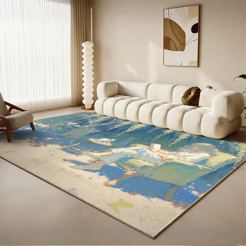 

Cartoon Fantasy Rug Magical Starry Sky Flower Field Print Living Room Carpet Children’s Playroom Mat Stain Resistant Rugs