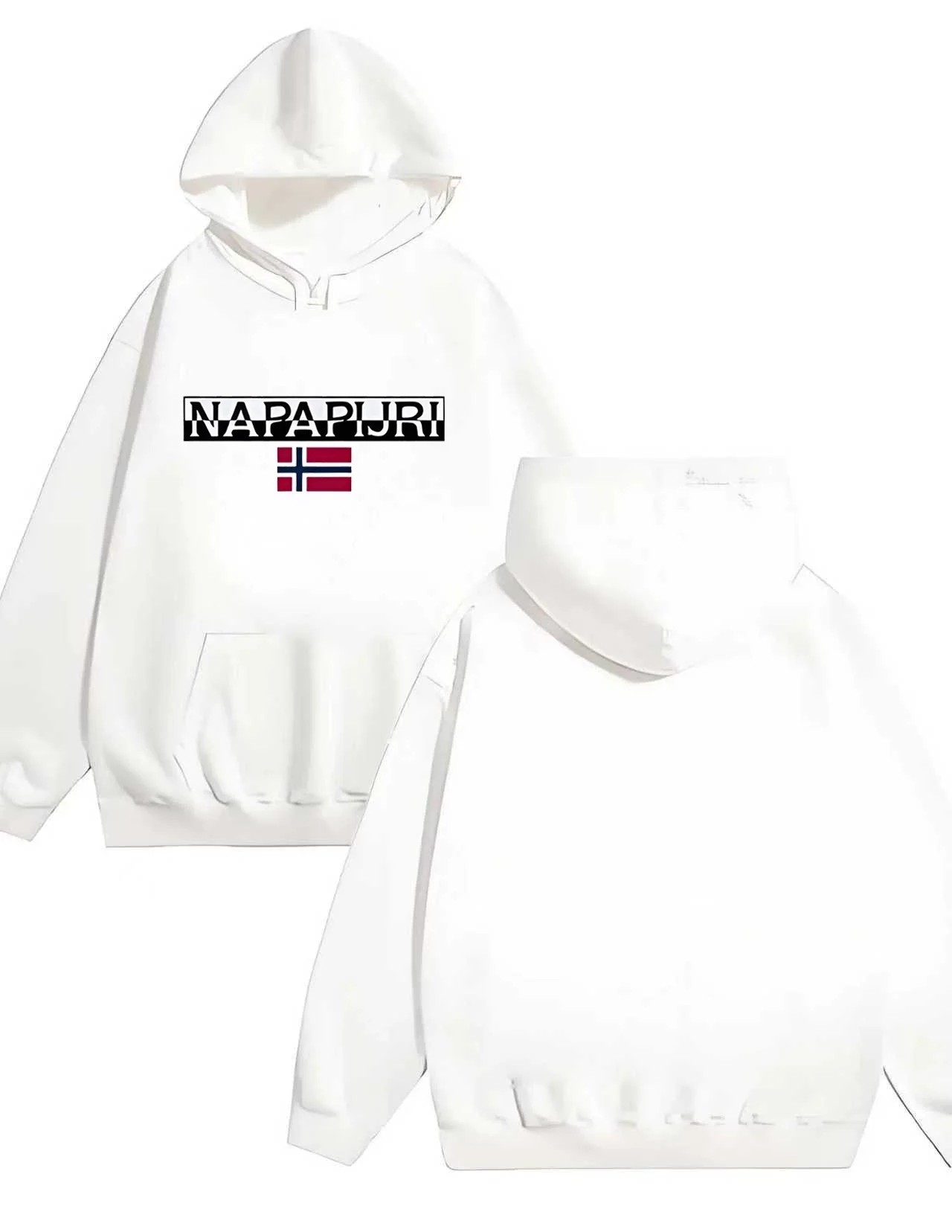 330G الثقيلة مقنعين البلوز 2025 أحدث Napapijri رسالة وعلم مطبوعة الرجال والنساء بلوزة فضفاضة غير رسمية