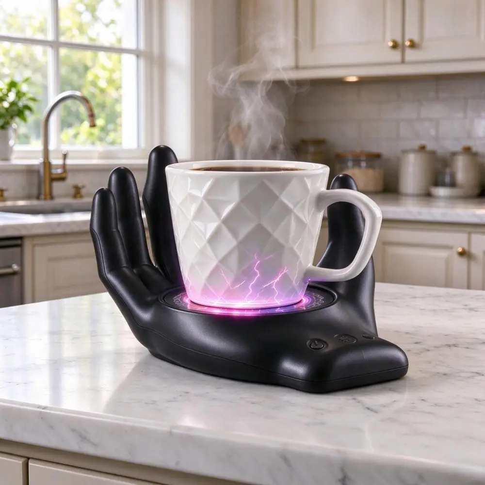 3 Temperature Settings Hand Palm Coffee Mug Warmer With Adjustable Light Automatic Shutdown Electric Heated Coaster Silent