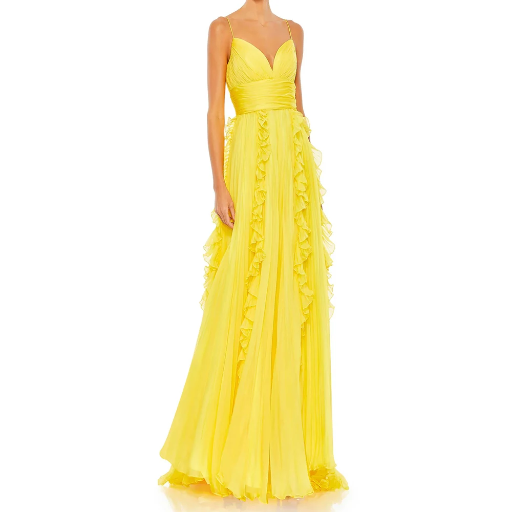 

Mermaid Women's Evening Dresses Floor-length Spaghetti Strap Sleeveless Prom Gown Fashion Pleat Ruched Draped Customized Gowns