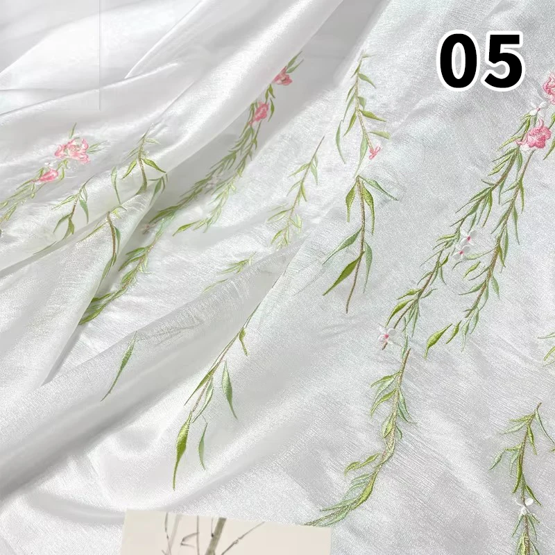 

100x150cm Chinese Style Embroidered Fabric For Diy Sewing Hanfu Guofeng Dress Gradient Heavy Industry Embroidery Designer Fabric