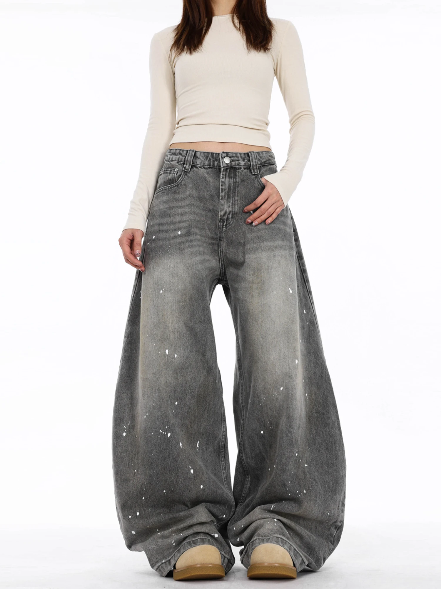 

Бесплатная Sonata Vintage Waed Distred e Ey Ink Splatter Baggy Knife Широкие свободные джинсовые джинсы для мужчин и женщин