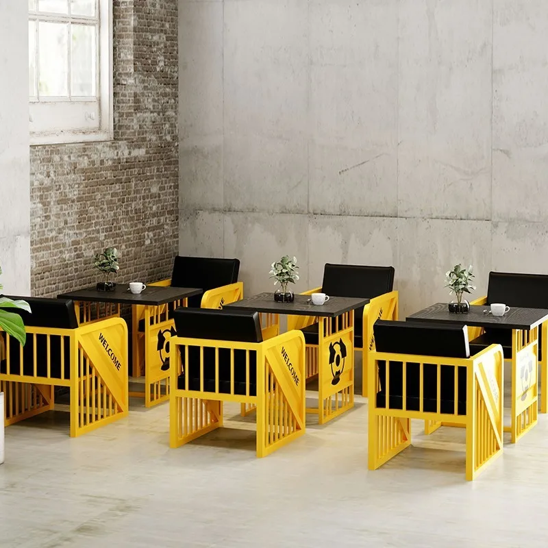Booth sofa Internet celebrity milk tea shop gym dance reception room office table and chair combination