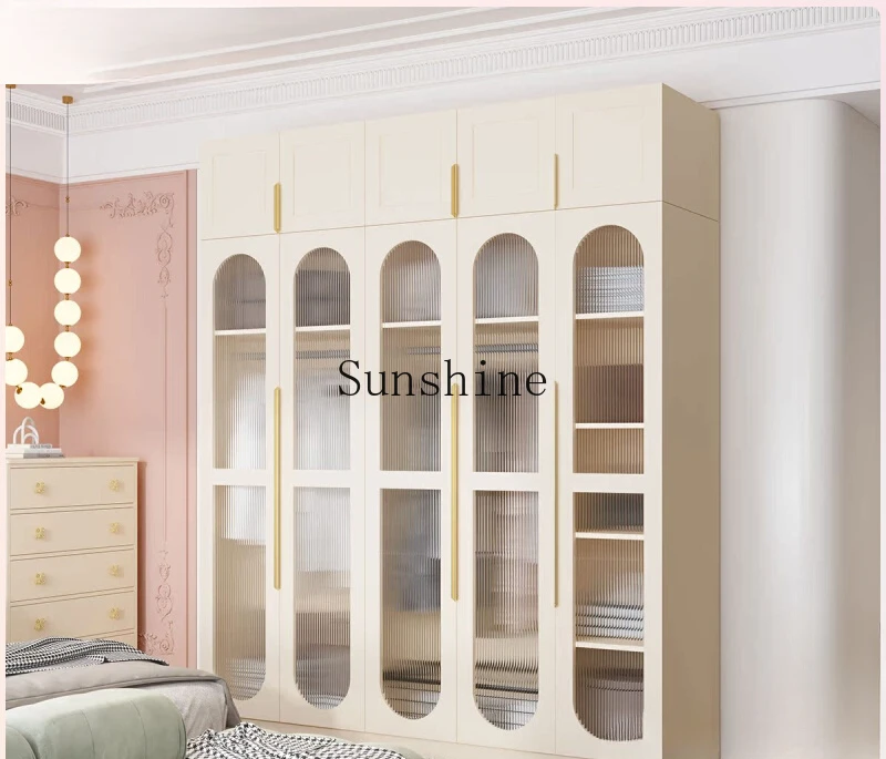 French wardrobe full glass floor cloakroom hanging clothes cabinet high value bedroom furniture