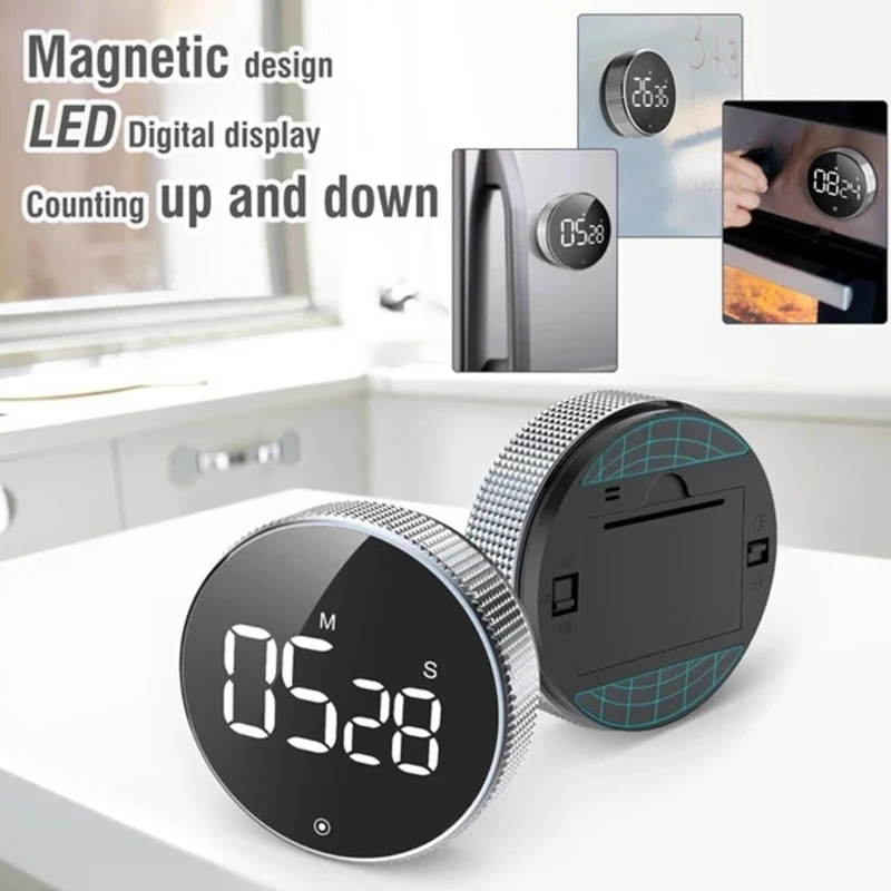 Đồng hồ hẹn giờ kỹ thuật số từ tính Màn hình LED lớn và chức năng sáng liên tục Dropsale bền