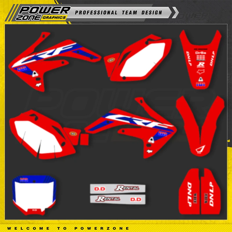 PowerZone Custom Graphics Backgrounds Decals Stickers Kits For HONDA CRF150R 2020-2007 CRF150cc Motocycle Name Number 015