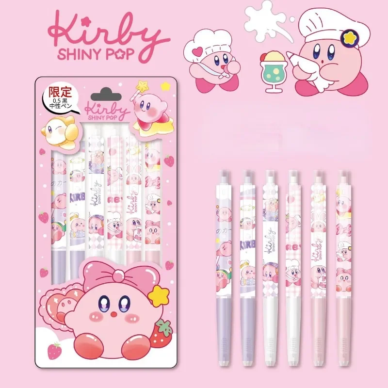 Kirby Gel Pen Anime 0.5mm Black Ink Ballpoint Pen Cartoon Kids School Office Supplies Stationery for Men Women Neutral Pens Gift