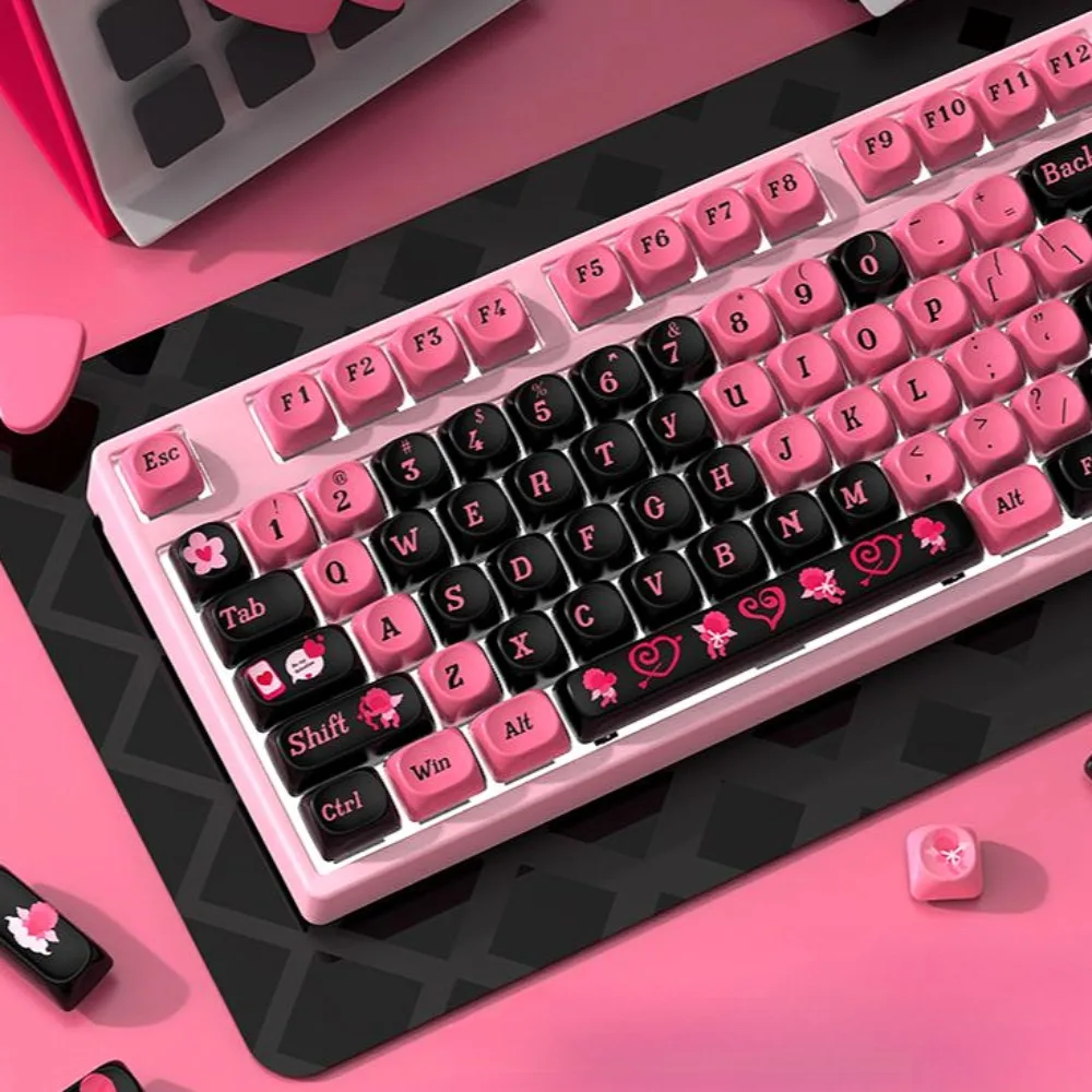 Rose red, keycaps, Cupid PBT material, small full set of MOA height, cute, suitable for mechanical keyboard keycaps