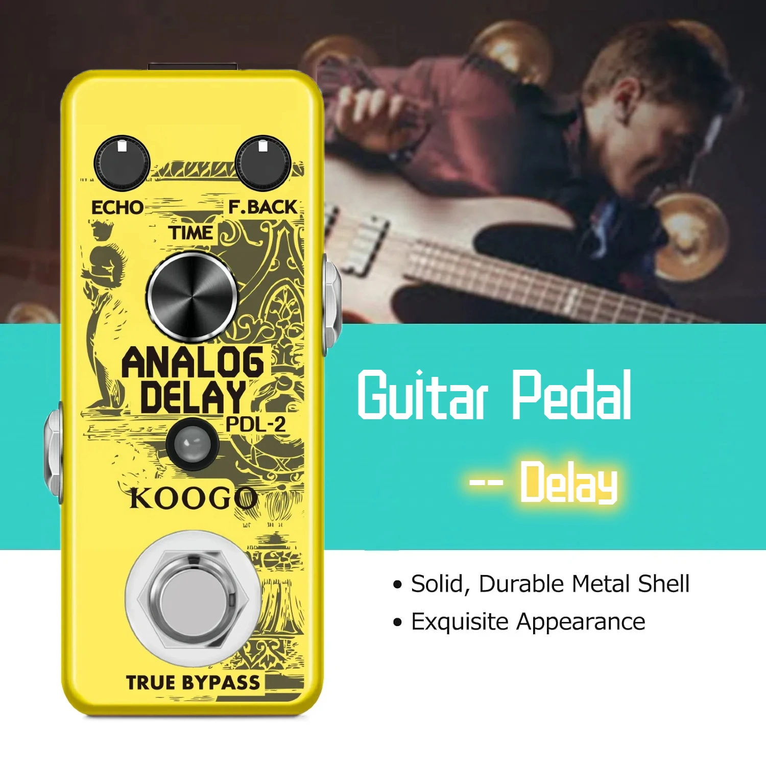 

Koogo LEF-314 Electric Guitar Pedal Analog Circuit Clean Warm Soft Tones With Retro Delay Sound