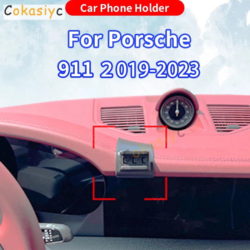 Suporte para Telefone de Carro para Porsche 911 2019 2020-2022 2023, Base Fixa Dedicada com Carregamento Sem Fio, Acessórios para Interior de Automóve