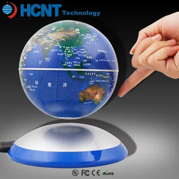 Suspended floating display  levitating rotating globe