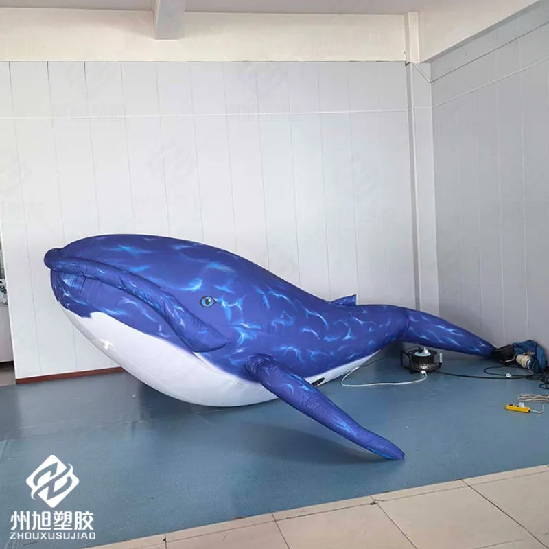 حوت قابل للنفخ، نموذج هوائي للحيوانات، مع منفاخ، ديكور لحدث مركز التسوق في المراعي الخارجية، يمكن أن يتوهج #2