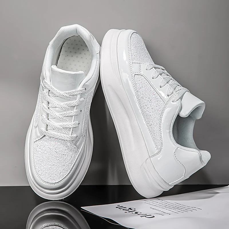 

ELUVA White Mens Sneakers Casual Shoes for Woman Lightweight Thick Sole Outdoor Comfortable Unisex Non Slip Skatboard Shoes Man