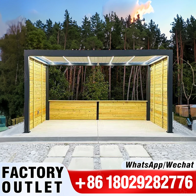 

oscaracso Outdoor Bioclimatic Waterproof UV Block Motorized Louvered Luxury Aluminum Pergola