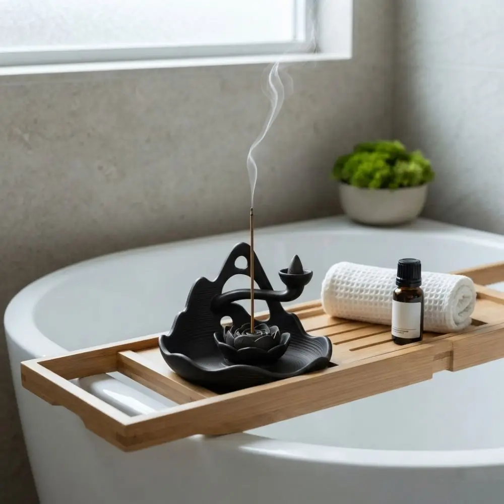 3D Printed 3 In 1 Incense Holder Plastic Hollow Out Backflow Incense Burner Mountain Lotus Design Decorative