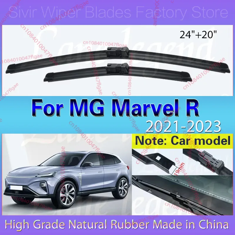 

For MG Marvel R 2021 2022 2023 Front Windshield Wiper Blades Soft Rubber Windscreen Clean Window 24''+20'' Car Accessories