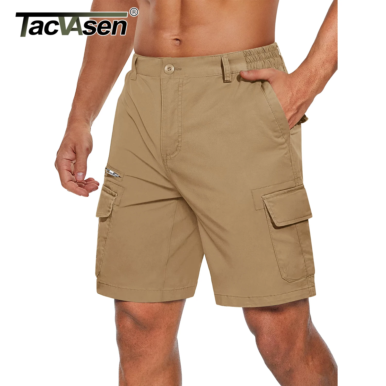 

Шорты-карго TACVASEN мужские хлопковые, уличная одежда, повседневные короткие штаны с несколькими карманами, дышащие Походные штаны, летние