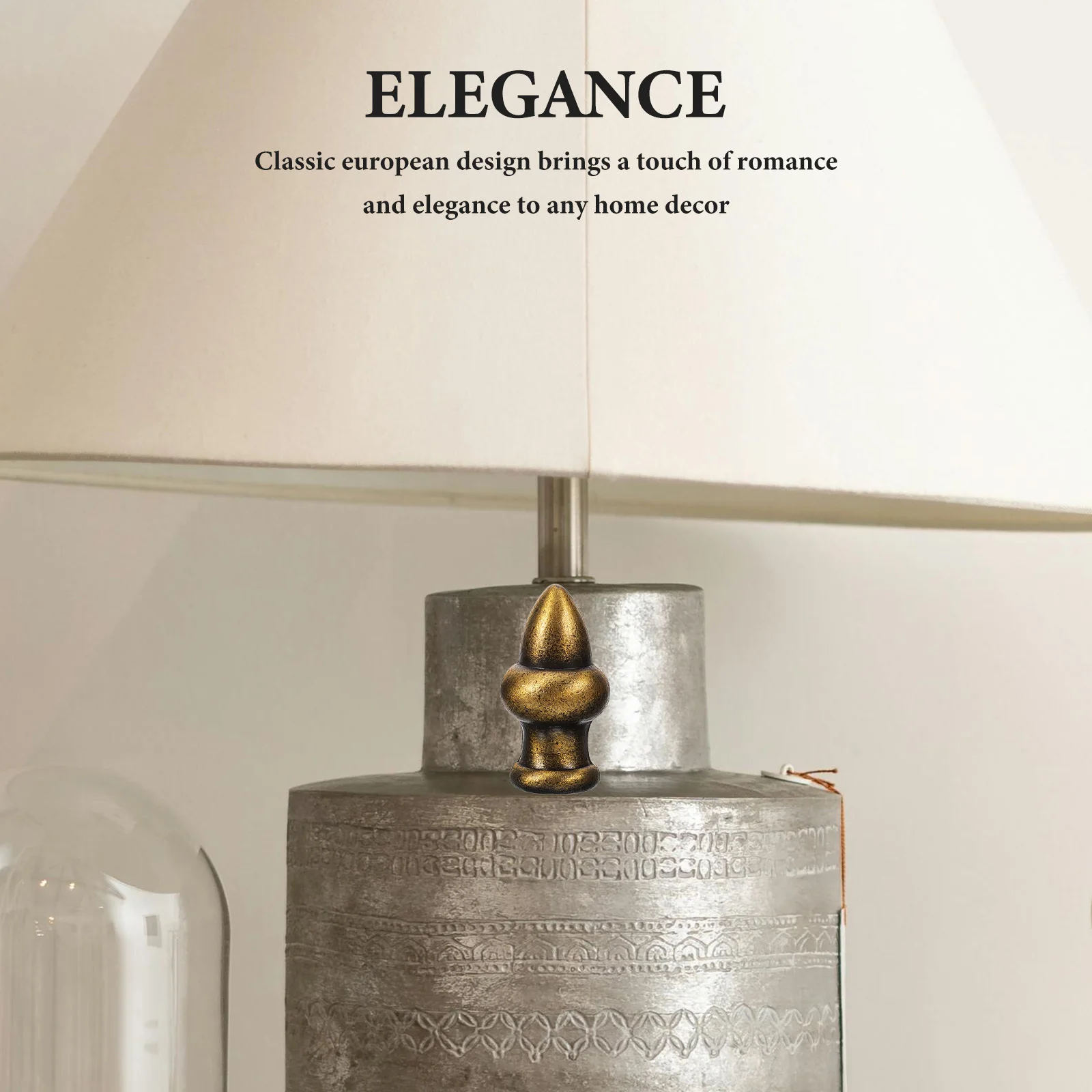 

4Pcs European Style Lamp Finial Zinc Alloy Desk Lamp Decoration for Living Room Bedroom Dining Area Lampshade Holder Harp