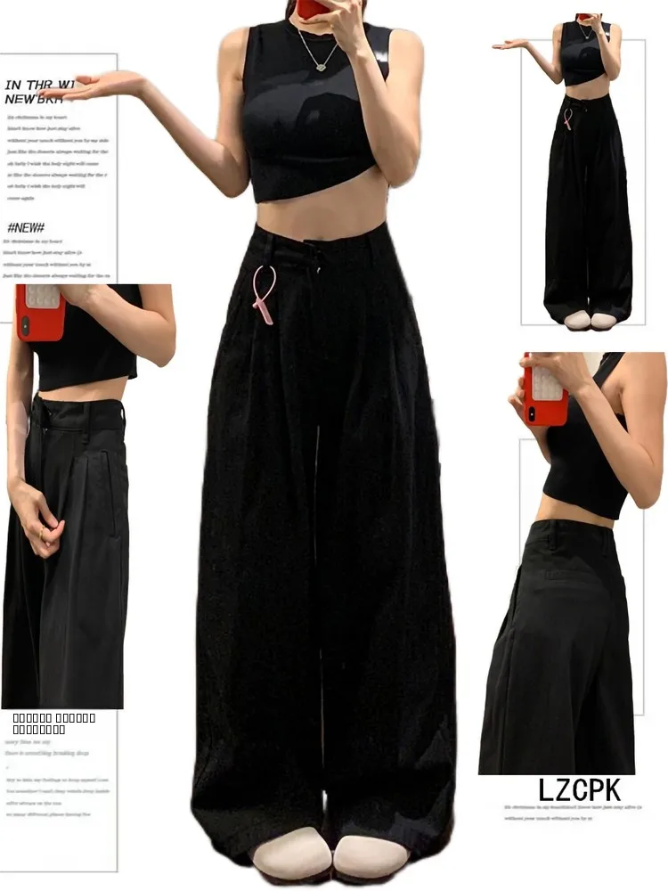 

Женские широкие джинсы Bla с высокой талией, длинные брюки с драпировкой и складками, осенняя новинка, свободные, стройнящие брюки