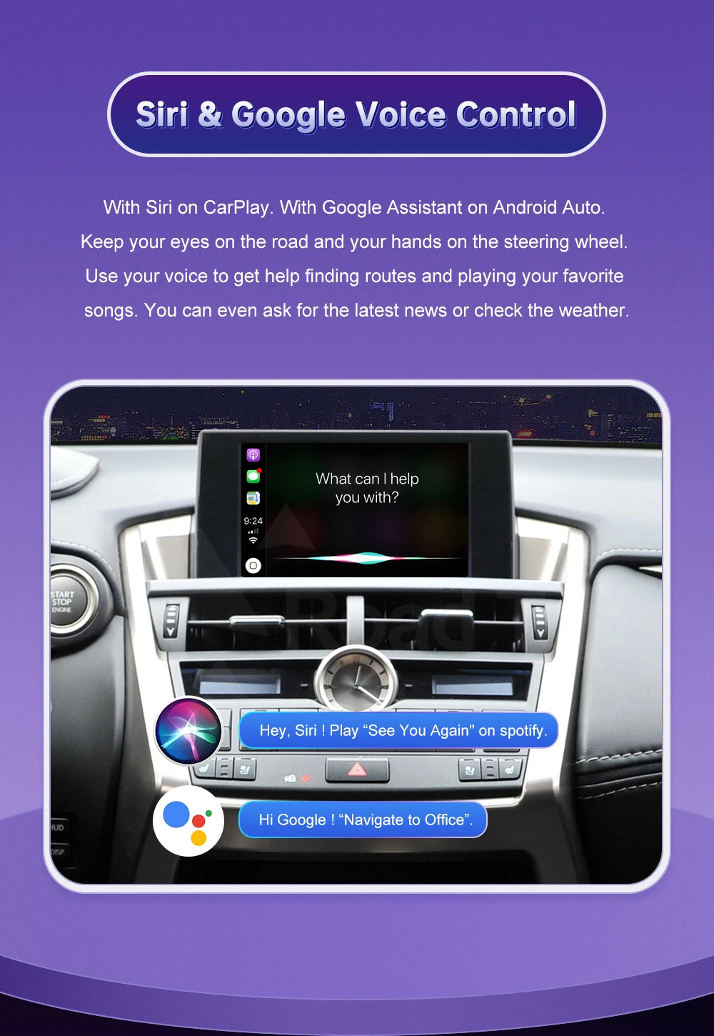 Kabelloses CarPlay Android Auto für Lexus NX RX IS ES GS RC CT LS LX LC UX GX 2014-2019 mit Mirror Link Airplay-Unterstützung Kamera Auto-Player – Detail 11