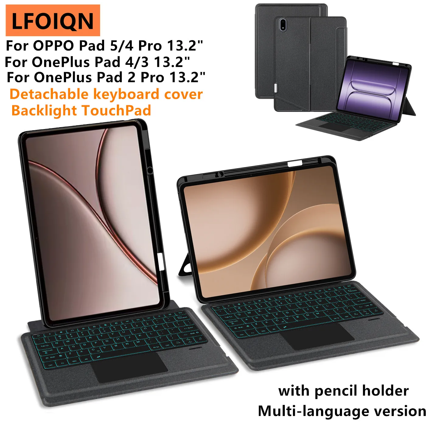 LFOIQN Magic Keyboard For OnePlus Pad 4 Case 2026 13.2 inch OPPO Pad 5 Pro 4 Pro Cover Funda OnePlus Pad 3 4 2Pro 13.2'' Case