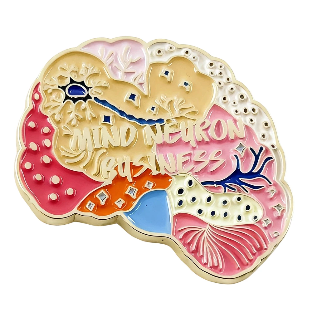 Mind Neuron Business Enamel Pin Brain Badge Neuroscience Brooch Anatomical Jewelry Nurse Doctor Researcher Biology Gift
