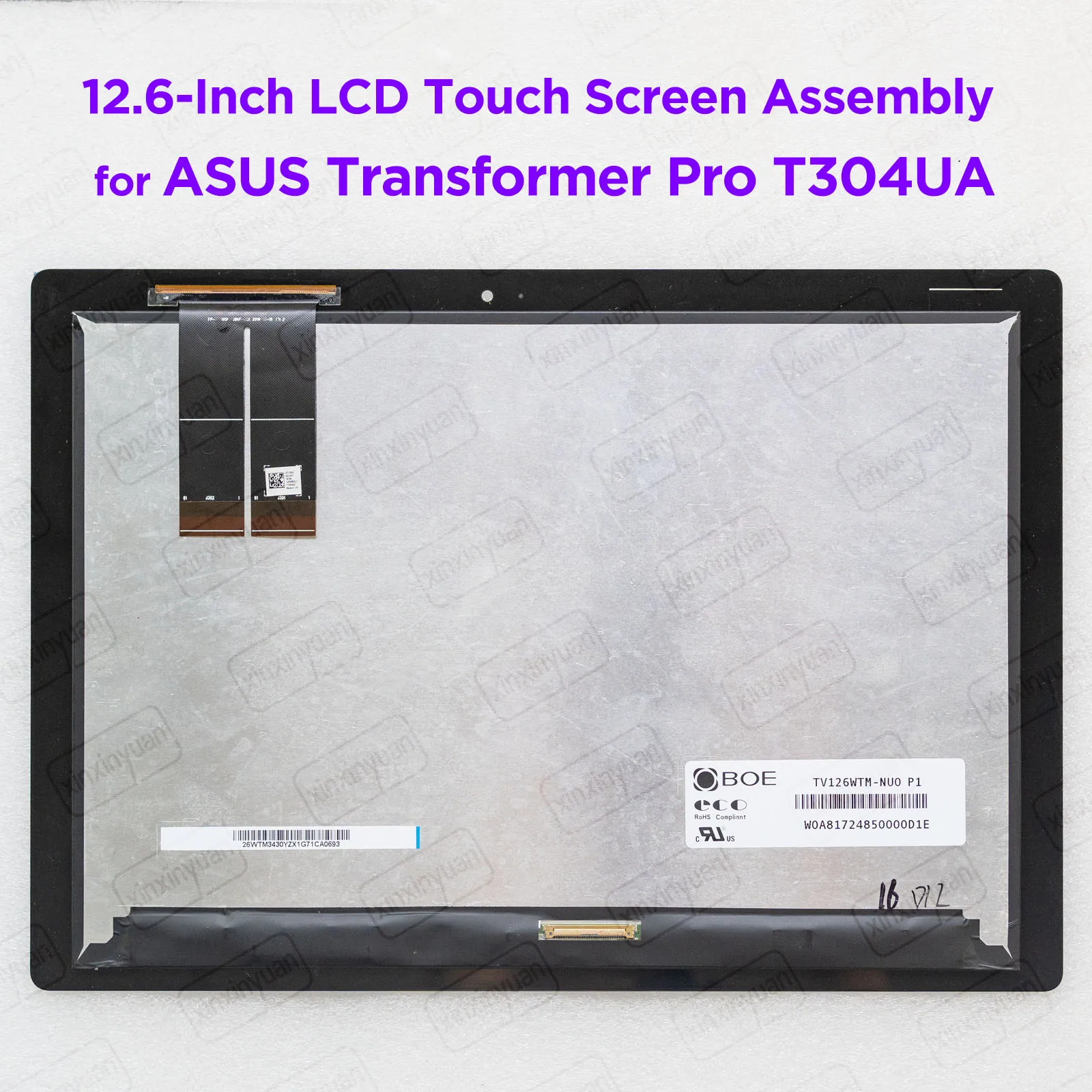 

12.6" LCD Touch Screen Assembly for ASUS Transformer Pro T304U T304UA Display Module Replacement TV126WTM-NU0 2160x1440 40pins