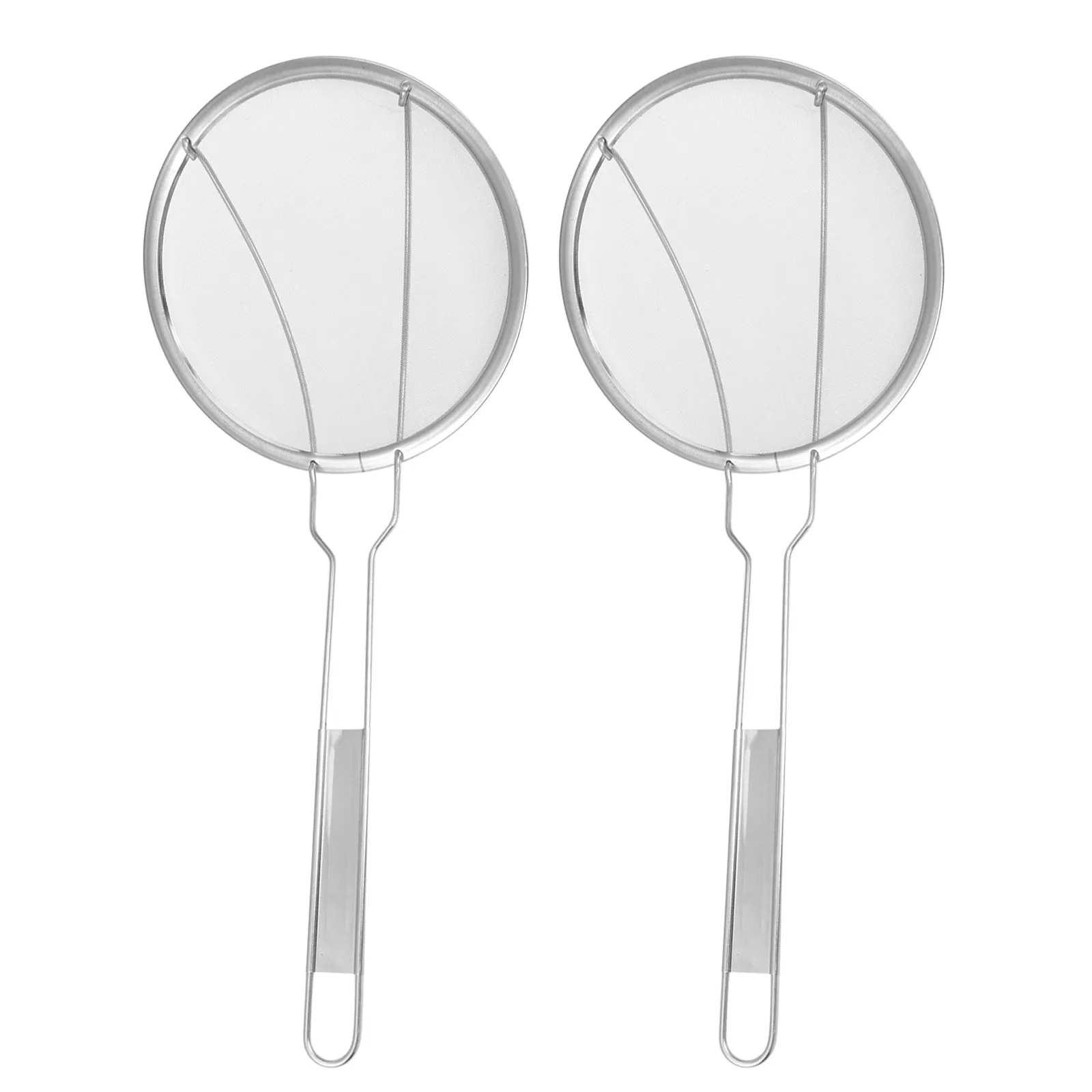 2Pcs Stainless Steel Kitchen Skimmer Strainer Double Wire Reinforced Pasta Ladle Straining Spoon Oil Separator for Frying Hot