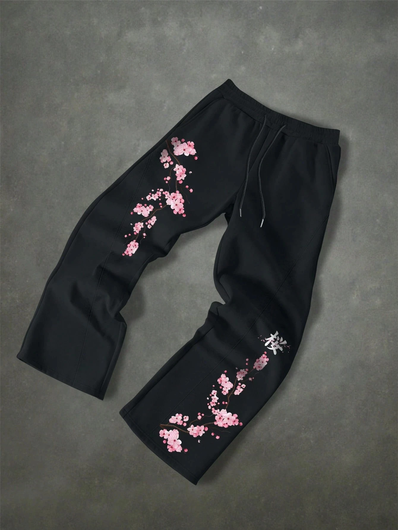 Men's Floral Print Drawstring Waist Casual Everyday Sweatpants Printed with Japanese Cherry Blossom Pattern