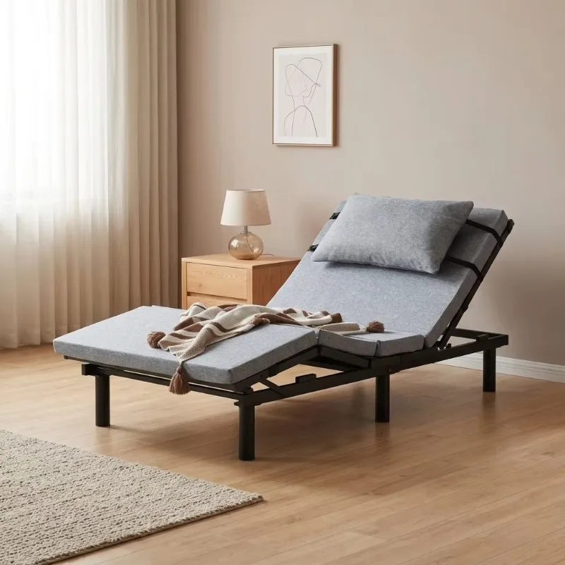 Dual motor durable modern steel electric bed frame | intelligent zero gravity adjustable bed frame, suitable for apartment