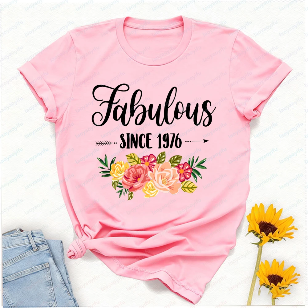 50th Birthday Gifts Women 50 Year Old Fabulous Since 976 Graphic T Shirts Vintage Clothes Aesthetic Clothes Tops