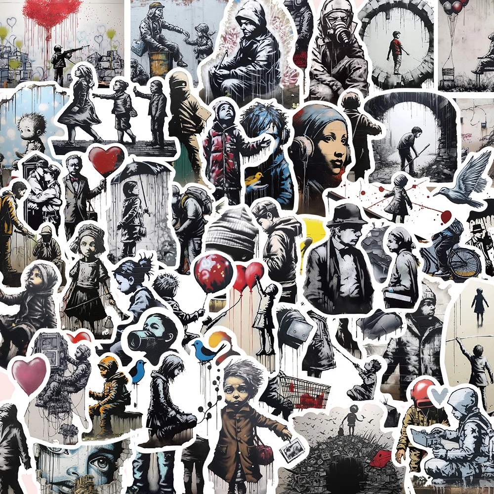 10/30/50pcs Cool Banksy Street Art Graffiti Stickers Cartoon Decals Laptop Scrapbook Phone Suitcase Car Waterproof Sticker Toys