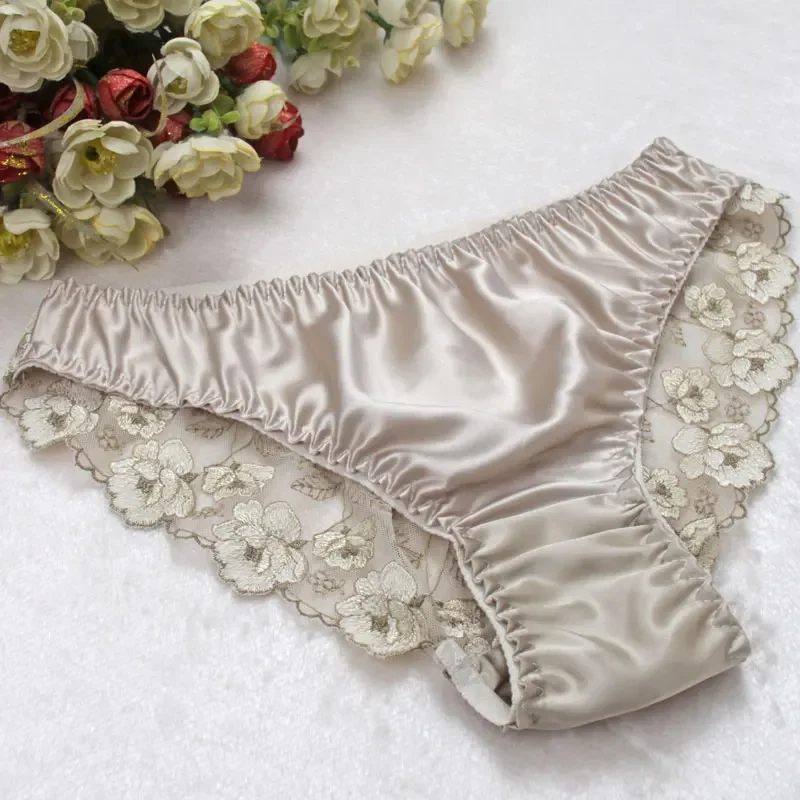 SILK women Sexy PANTIES 100% Natural silk Lace Beriefs Seamless Sexy underwear lingerie calcinha briefs underwear culotte 2018