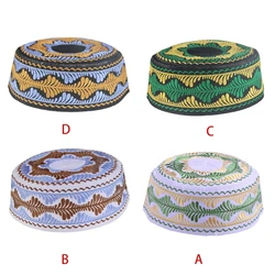 Islamic Muslim Kids Hat Boys Pray Embroidery Round Cap Saudi Arabian Prayer Beanie Accessories