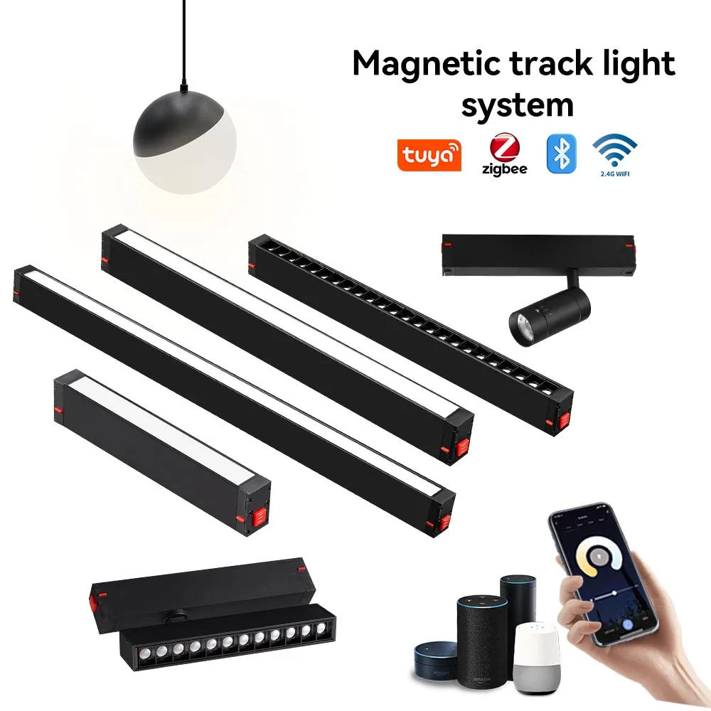Smart Dimmable Magnetic Track light System Adjustable Spot Focos Lamp Linear Zoomable Spotlights Magnet Track Spot Lights