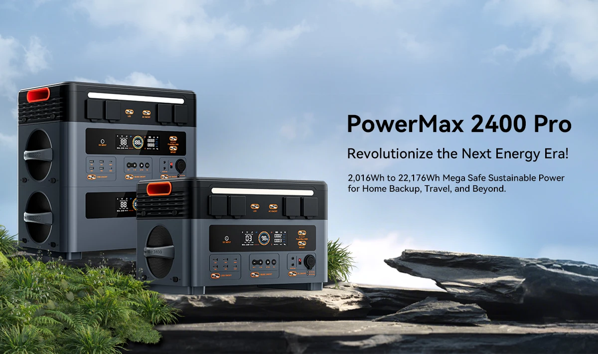 OSCAL PowerMax 2400 Pro | 2 Optionen: Tragbare Stromstation Hauptgerät / BP2400Pro Erweiterungsakku, 2016Wh, 2400W Nennleistung / 4800W Spitzenleistung, Notstromversorgung für Camping, Stromausfall zu Hause, netzunabhängige Nutzung – Detail 1