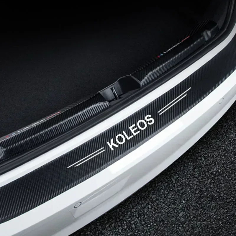 Luminous Carbon Fiber Car Door Threshold Sill Scuff Plate Decals for KOLEOS Logo Protector Stickers Pedal Guards Strip