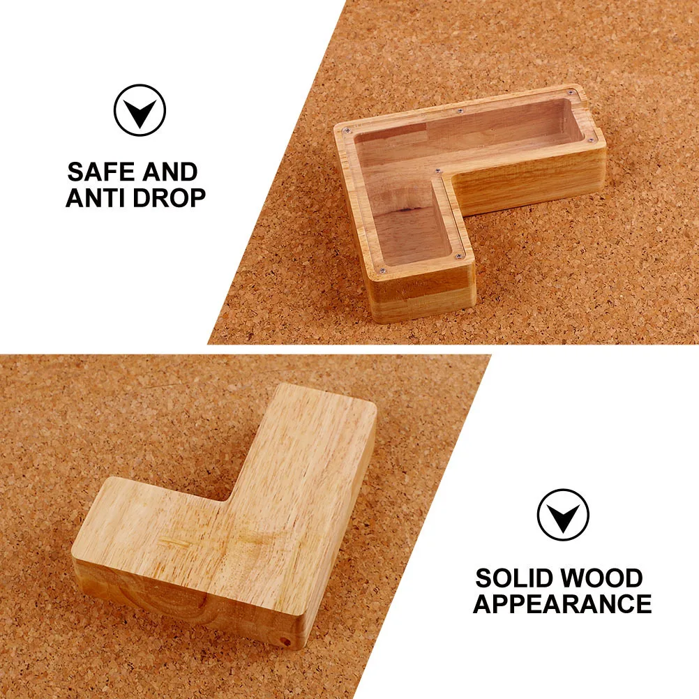 

L Shape Wooden Saving Box Creative Bank Desktop Decoration Coin Container for Home Office Bedroom Desktop Adornment