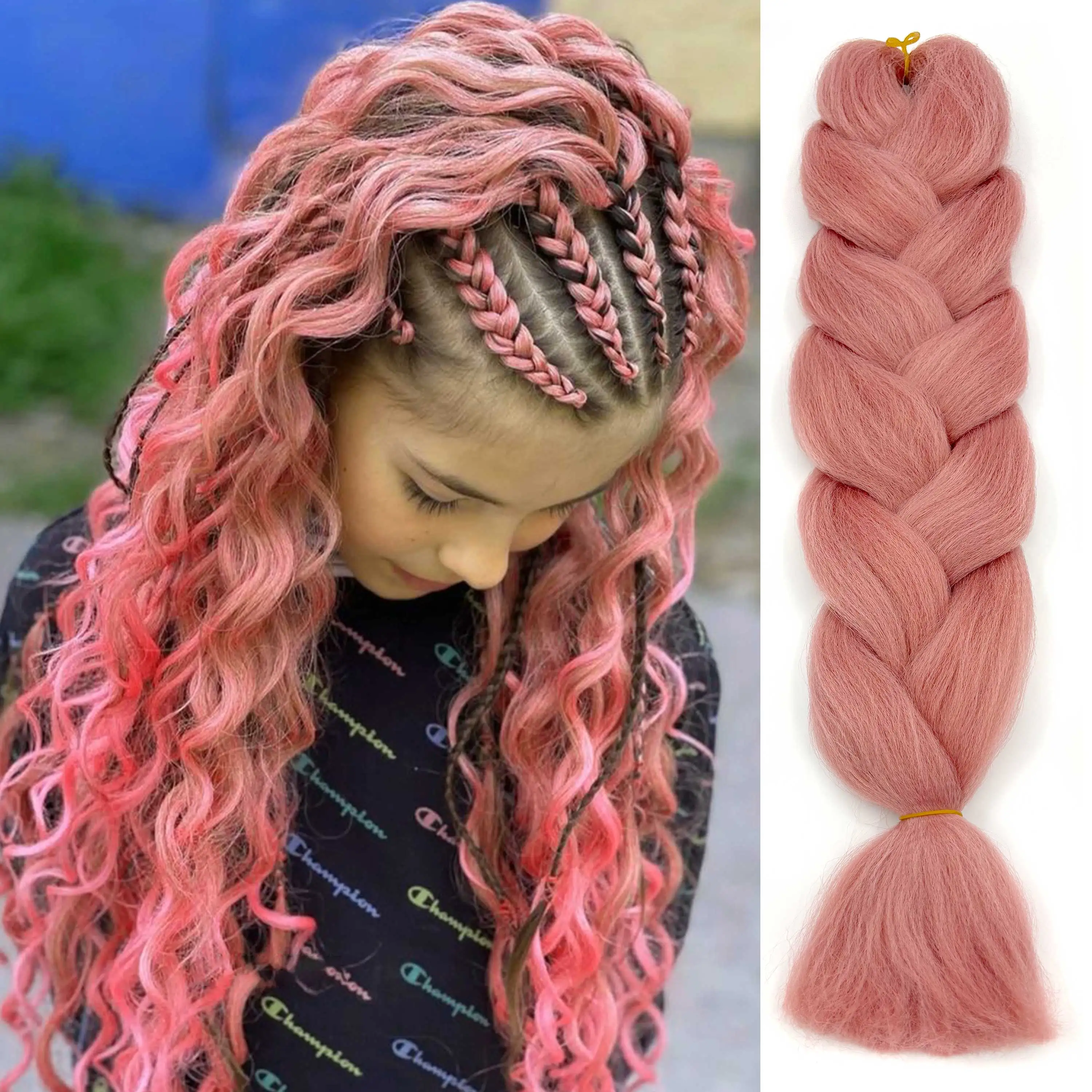 Jumbo Kanekalon Braiding Hair Pre Stretched Wigundle Box Synthetic Crochet Hair Braids Hair Extensions Accessories For Girls